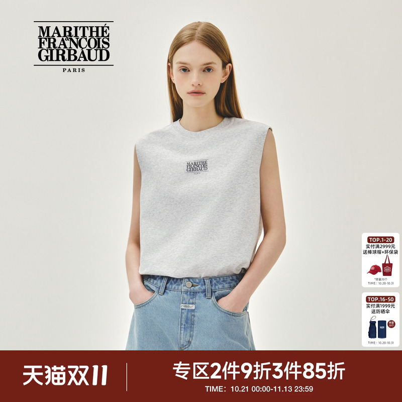 Marithe Small Classic Logo Sleeveless Couple's Unisex Printed Tank Top 2026 Summer Marithe Small Classic Logo Sleeveless Couple's Unisex Printed Tank Top 2026 Summer