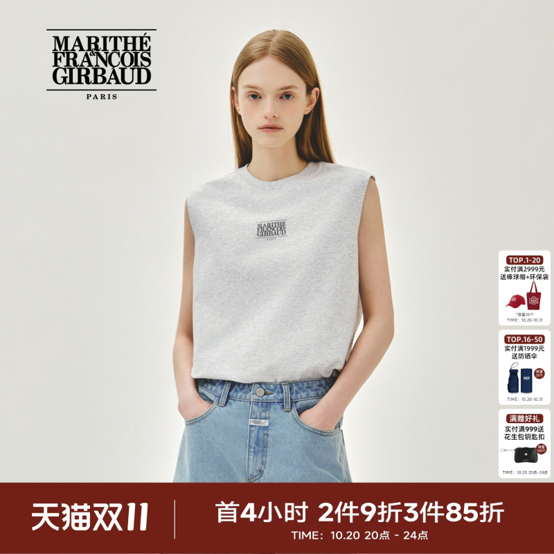 Marithe Small Classic Logo Sleeveless Couple's Unisex Printed Tank Top 2026 Summer Marithe Small Classic Logo Sleeveless Couple's Unisex Printed Tank Top 2026 Summer