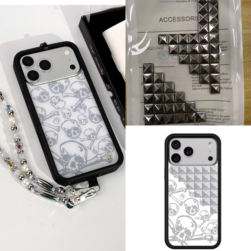 Wildflower New Rivet Skull Girl Skullgirl Phone Case Suitable for Iphone18Promax Apple 16Pro Anti-Fall Wf Protective Case 15Plus Full Coverage 14/13/17 Case Wildflower New Rivet Skull Girl Skullgirl Phone Case Suitable for Iphone18Promax Apple 16Pro Anti-Fall Wf Protective Case 15Plus Full Coverage 14/13/17 Case