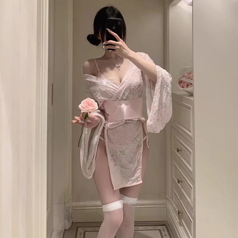 Sexy Lingerie, Pure Desire, Japanese-Style Beauty, Side-Slit Deep V Kimono, Mature Lady Couple Date Outfit, Spicy Lace Sexy Lingerie, Pure Desire, Japanese-Style Beauty, Side-Slit Deep V Kimono, Mature Lady Couple Date Outfit, Spicy Lace