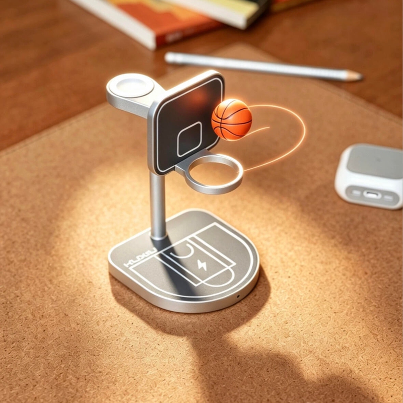 Basketball Stand Three-In-One Wireless Charger Magnetic Fast Charging Mobile Phone Watch Earphones Desktop Vertical Charging Stand Basketball Stand Three-In-One Wireless Charger Magnetic Fast Charging Mobile Phone Watch Earphones Desktop Vertical Charging Stand