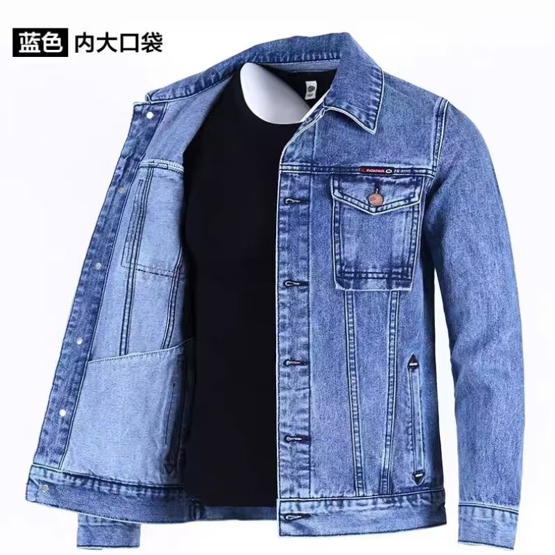 Men's Denim Jacket Spring and Autumn Loose Large Size Jacket 2026 New Men's Trendy Brand Outerwear Workwear Denim Top