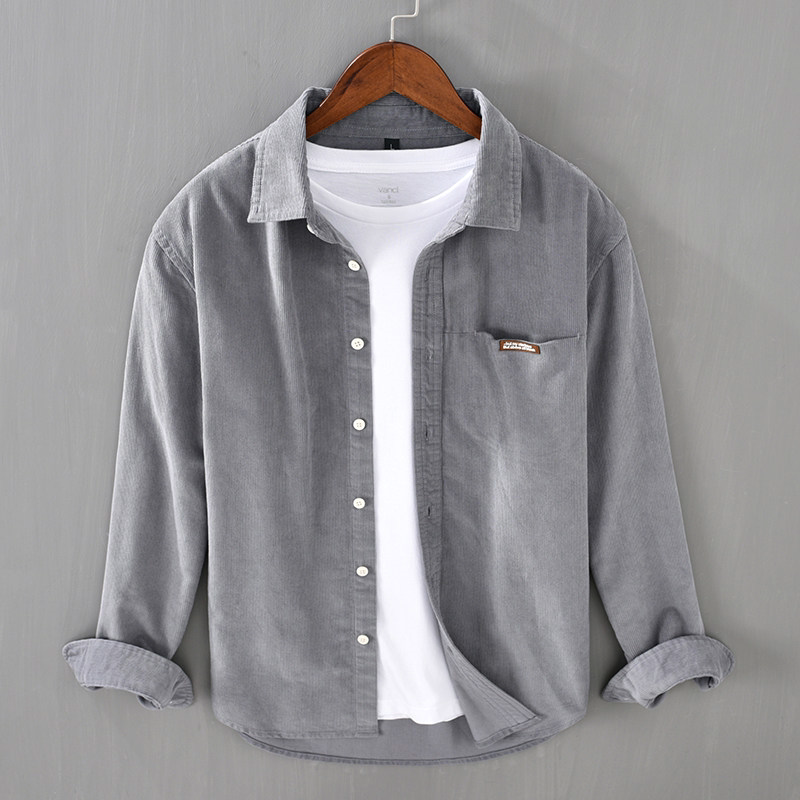 Men's Corduroy Workwear Long-Sleeve Shirt, Spring and Autumn Thin Style, Loose Fit, Non-Iron Cardigan Top, Non-Magnetic, Iron-Free Workwear Men's Corduroy Workwear Long-Sleeve Shirt, Spring and Autumn Thin Style, Loose Fit, Non-Iron Cardigan Top, Non-Magnetic, Iron-Free Workwear