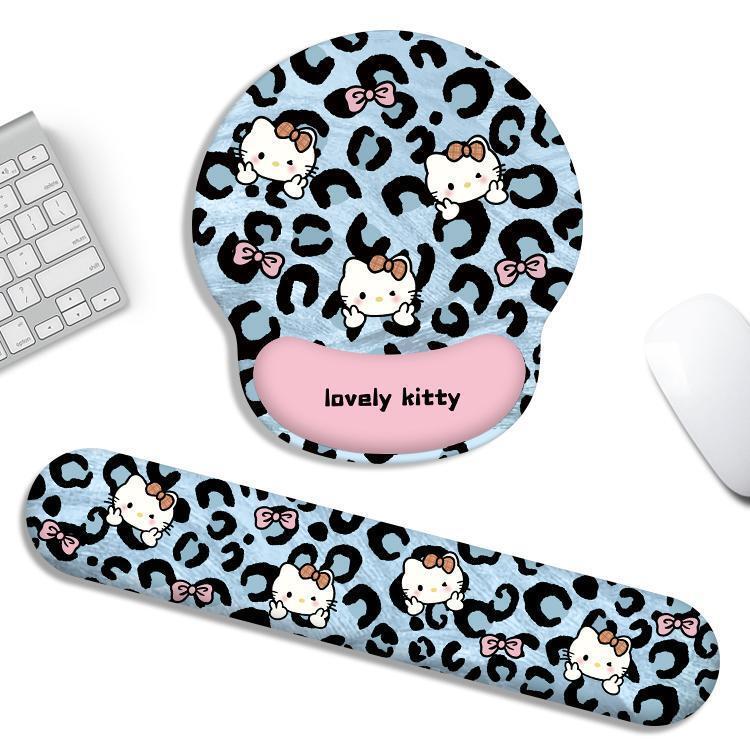 Cartoon Kitty Cat Mouse Pad with Wrist Rest for Girls, Rubber Hand Rest, Office Thickened Wrist Pad, Gaming Keyboard Pad