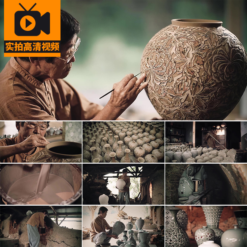 Handicrafts, Ceramic Crafts, Craftsman Culture, Pottery, Sculpture, Carving, Clay Sculpture, Firing of Pottery, High-Definition Video Footage
