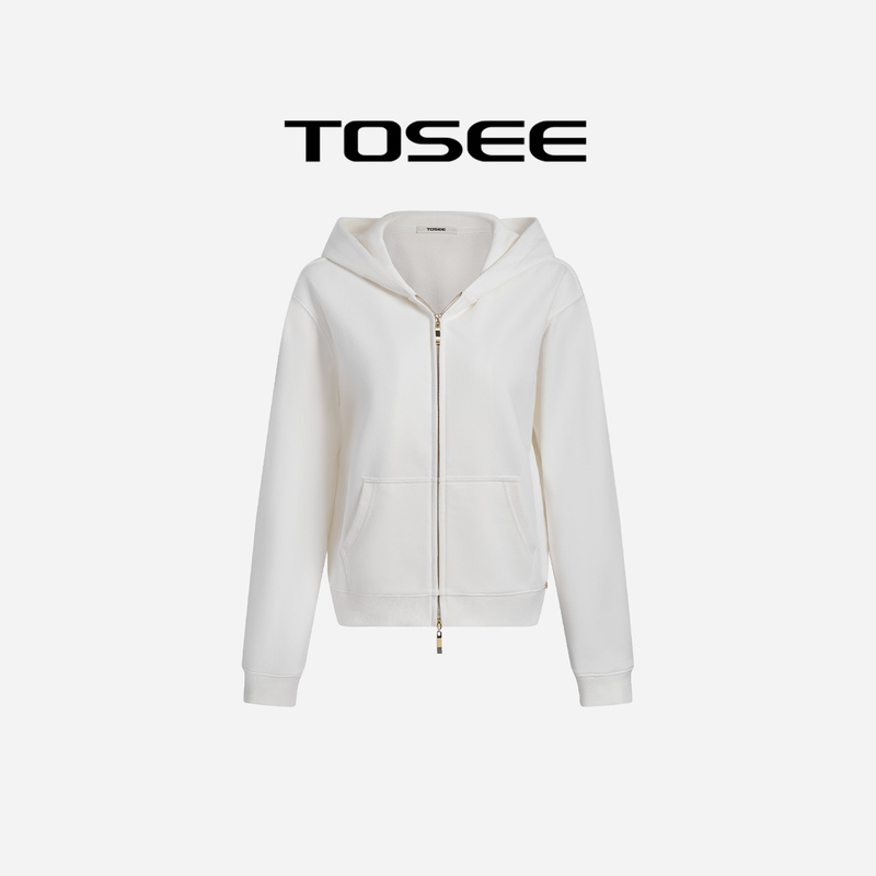 Tosee Solid Color Hooded Terry Cardigan Sweatshirt, Slim Fit, Casual Long-Sleeve Jacket, New Autumn Style