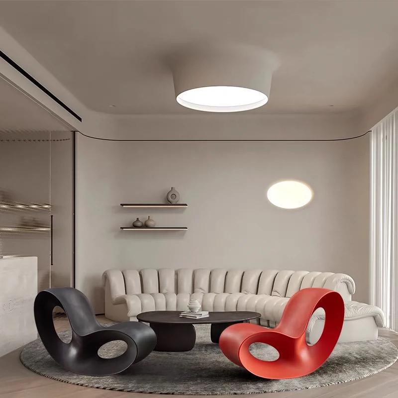 Nordic Designer Style Light Luxury Outdoor Fiberglass Rocking Chair Creative Lazy Lounge Chair Villa Balcony Leisure Single Chair