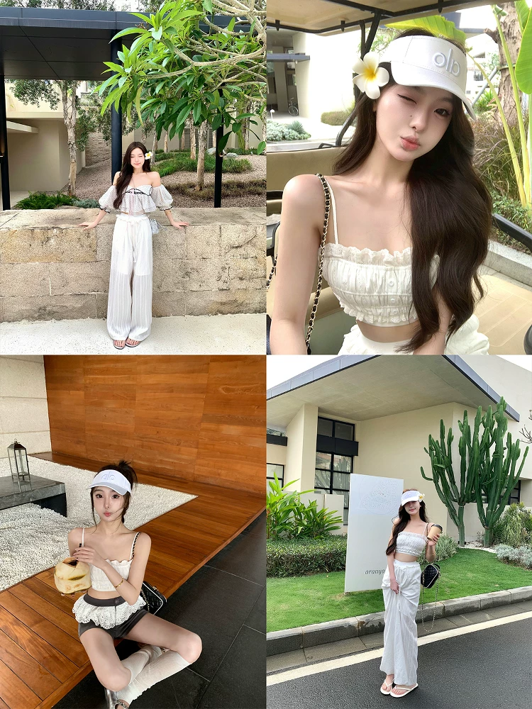 Oyff Fanlai [Балерина] Sexy Girl White Vest Women's Outer Wear Wide Leg Pants Suit