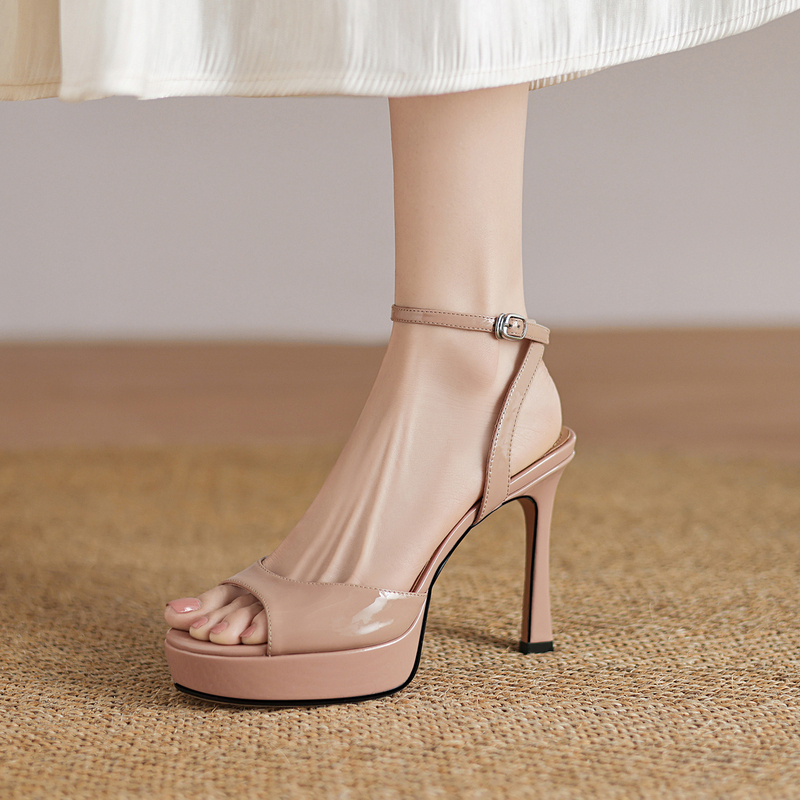【Italy~Caropalfi】10Cm New Style Cowhide Waterproof Platform Stiletto Summer Retro Sandals for Women 【Italy~Caropalfi】10Cm New Style Cowhide Waterproof Platform Stiletto Summer Retro Sandals for Women