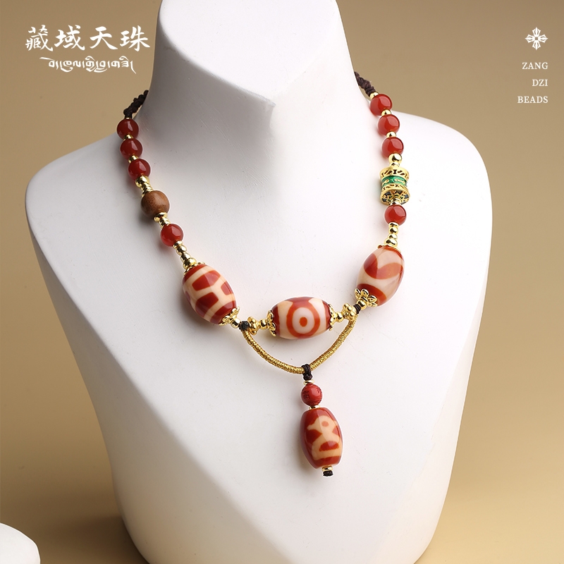藏域天珠红肉宝瓶虎牙玛瑙吊坠，传承千年好运符，男女皆宜！-手