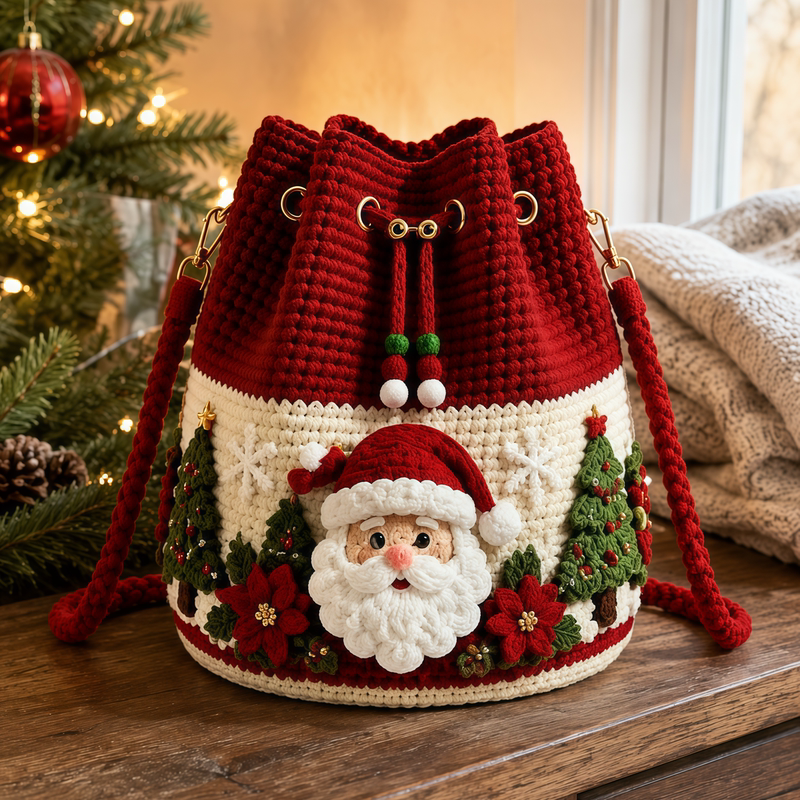 Santa Claus Crochet Flower Bag Christmas Gift Christmas Tree Reindeer Creative Bag Cross-Border Hot-Selling Bag Santa Claus Crochet Flower Bag Christmas Gift Christmas Tree Reindeer Creative Bag Cross-Border Hot-Selling Bag