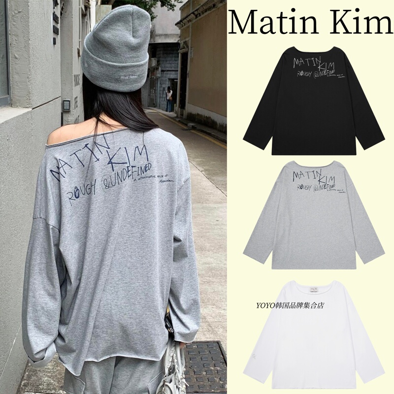 【Authentic 70% off】Korean Matinkim Asymmetrical Letter Long Sleeve T-Shirt, Korean Style Loose Fit, New Spring/Summer Women's Model 【Authentic 70% off】Korean Matinkim Asymmetrical Letter Long Sleeve T-Shirt, Korean Style Loose Fit, New Spring/Summer Women's Model