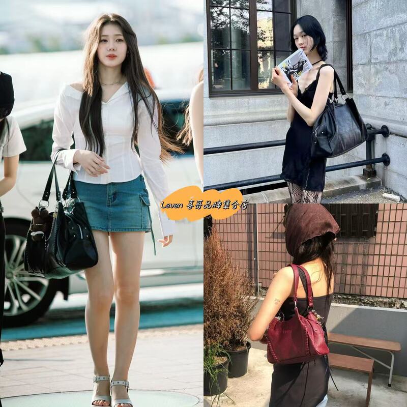 In Stock Korean Ason Motorcycle Bag Li Chaoren Same Style Tote Bag Large Capacity Shoulder Underarm Bag Handbag