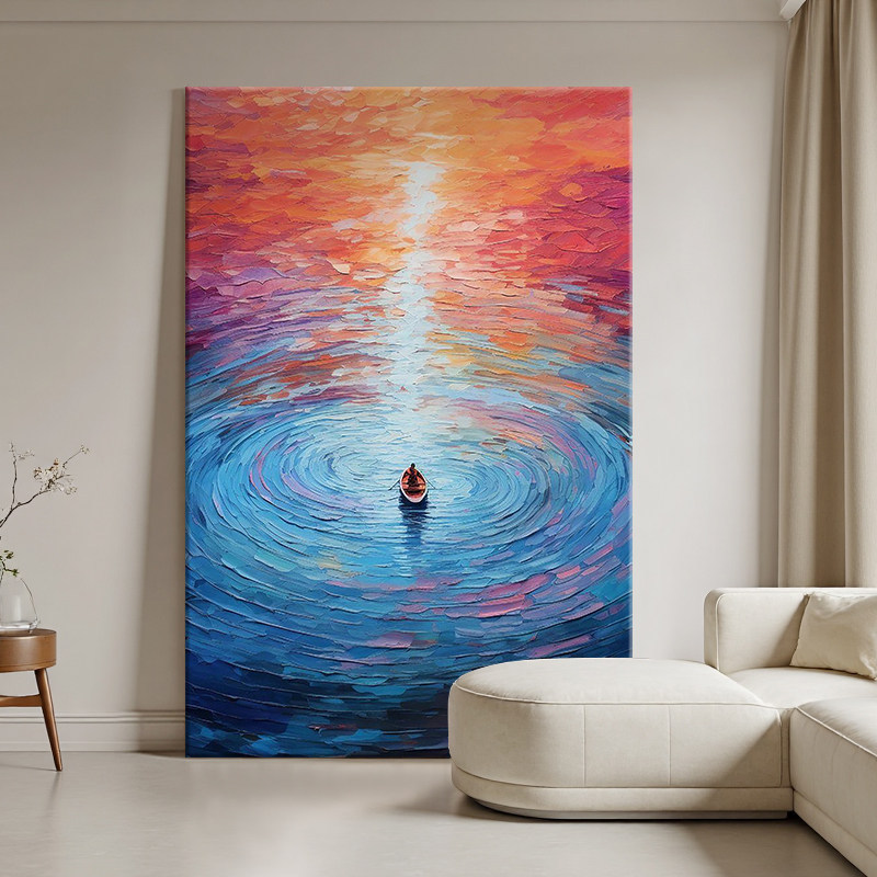 Hand-Painted Oil Painting with Watercolor Shimmer, Italian Minimalist Style, Suitable for Hallway, Bedroom, Dining Room, Living Room, and Background Wall Decoration