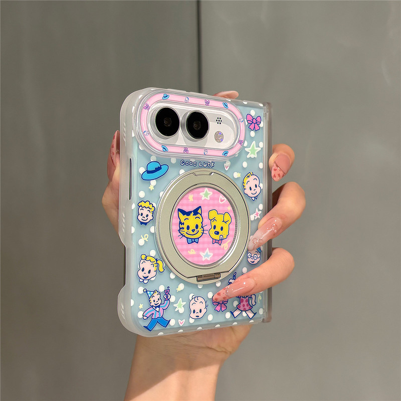 Demiu Cartoon Anime Harada Osamu 360-Degree Rotating Stand Suitable for Apple 18Duo Phone Case New Folding Screen 18 Dual-Axis Protection iPhone 18Duo Wide Folding Screen Anti-Drop Protective Case