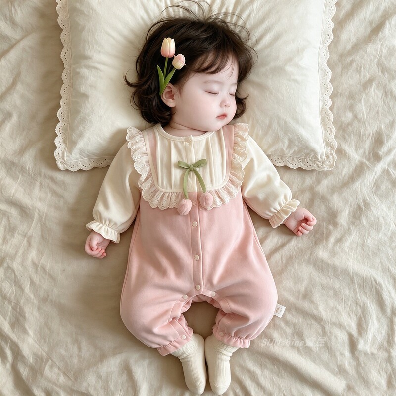 Baby Clothes Autumn Romper Jumpsuit Full Moon Princess Hundred-Day Baby Girl Cute Outing 2026 New Crawling Suit
