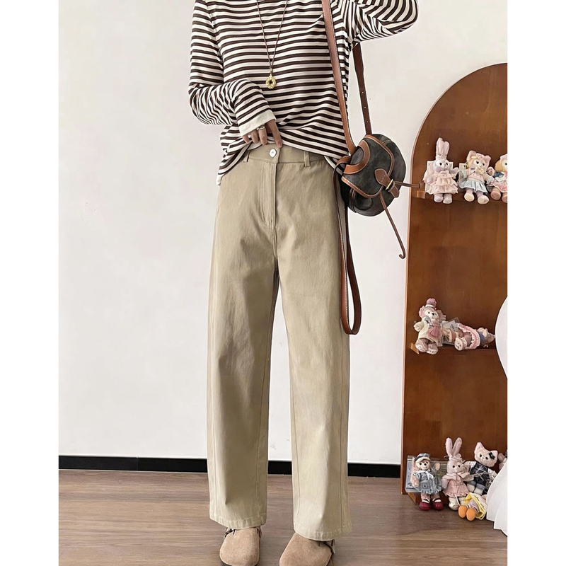 8.20 Autumn New Model Yk-26003 Korean Style Semi-Elastic Waist High-Elastic Slimming Washed Cotton Tofu Pants 8.20 Autumn New Model Yk-26003 Korean Style Semi-Elastic Waist High-Elastic Slimming Washed Cotton Tofu Pants