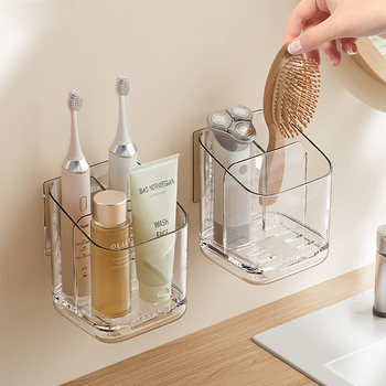 Toothbrush Holder Wall-Mounted No-Drill Bathroom Comb Toothpaste Toothbrush Storage Rack Electric Toothbrush Holder