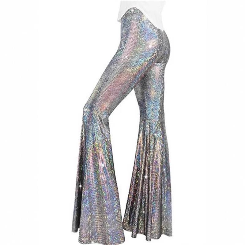 Women's Sequin Flared Pants, Shiny High-Waisted Flared Pants, Glitter Pants, Nightclub Outfit Women's Sequin Flared Pants, Shiny High-Waisted Flared Pants, Glitter Pants, Nightclub Outfit