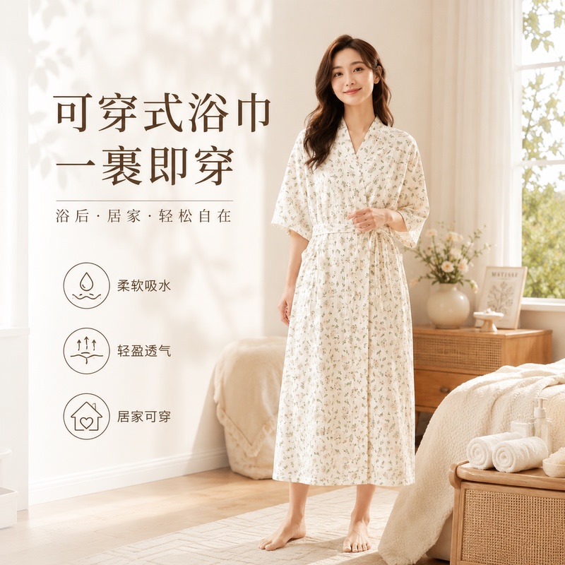 Women's Bath Towel with a High-End Feel, Wearable and Can Wrap the Whole Body, 2026 New Style Gauze Bath Skirt, Absorbent Home Sleep Robe Women's Bath Towel with a High-End Feel, Wearable and Can Wrap the Whole Body, 2026 New Style Gauze Bath Skirt, Absorbent Home Sleep Robe