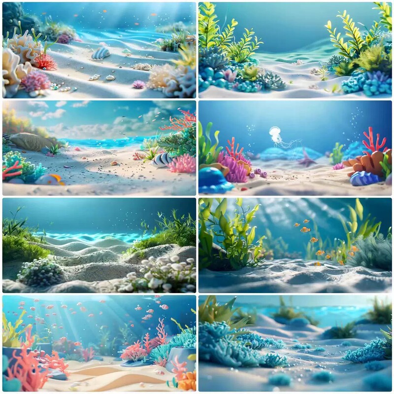 Fish Tank Background Sticker 3D Stereo High-Definition Image 5D Aquarium Ocean Seaweed Landscape Decoration Painting Adhesive Wallpaper Sticker