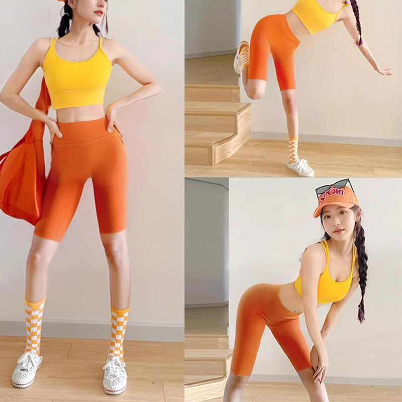 Dopamine Yoga Shorts for Women, High-Waisted, Butt-Lifting, Quick-Dry, Slim-Fit, Five-Point Length, Suitable for Outdoor Wear, Sports, Fitness, and Cycling, Summer