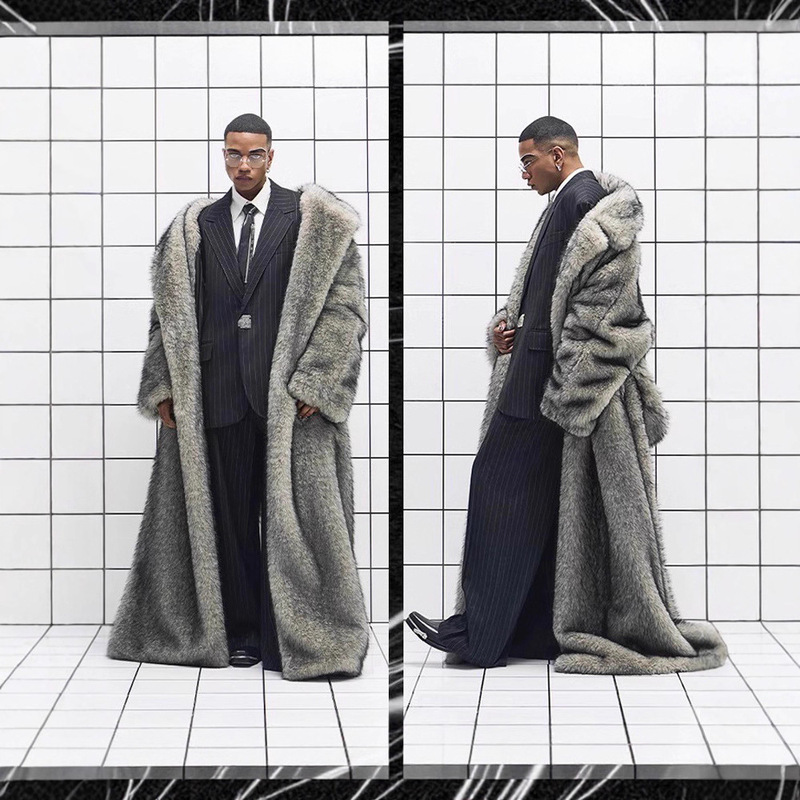 Amazon Aliexpress Fur Manufacturer Artificial Fur Russian Long Warm Business Men's Coat Amazon Aliexpress Fur Manufacturer Artificial Fur Russian Long Warm Business Men's Coat