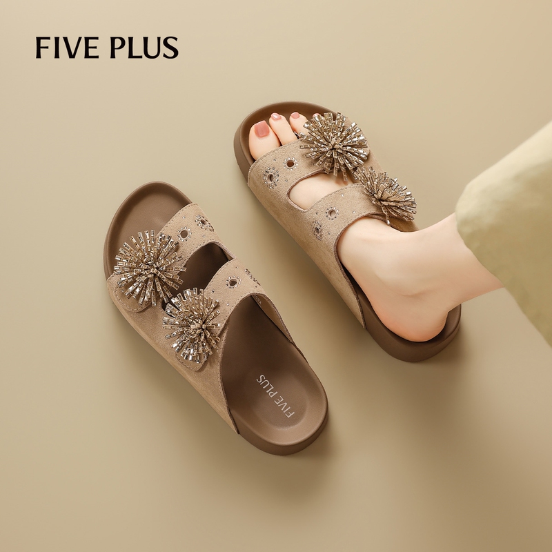 Five Plus Genuine Leather Birkenstock Slippers for Women 2026 New Summer Style Breathable Thick-Soled Height-Increasing Beach Sandals Five Plus Genuine Leather Birkenstock Slippers for Women 2026 New Summer Style Breathable Thick-Soled Height-Increasing Beach Sandals