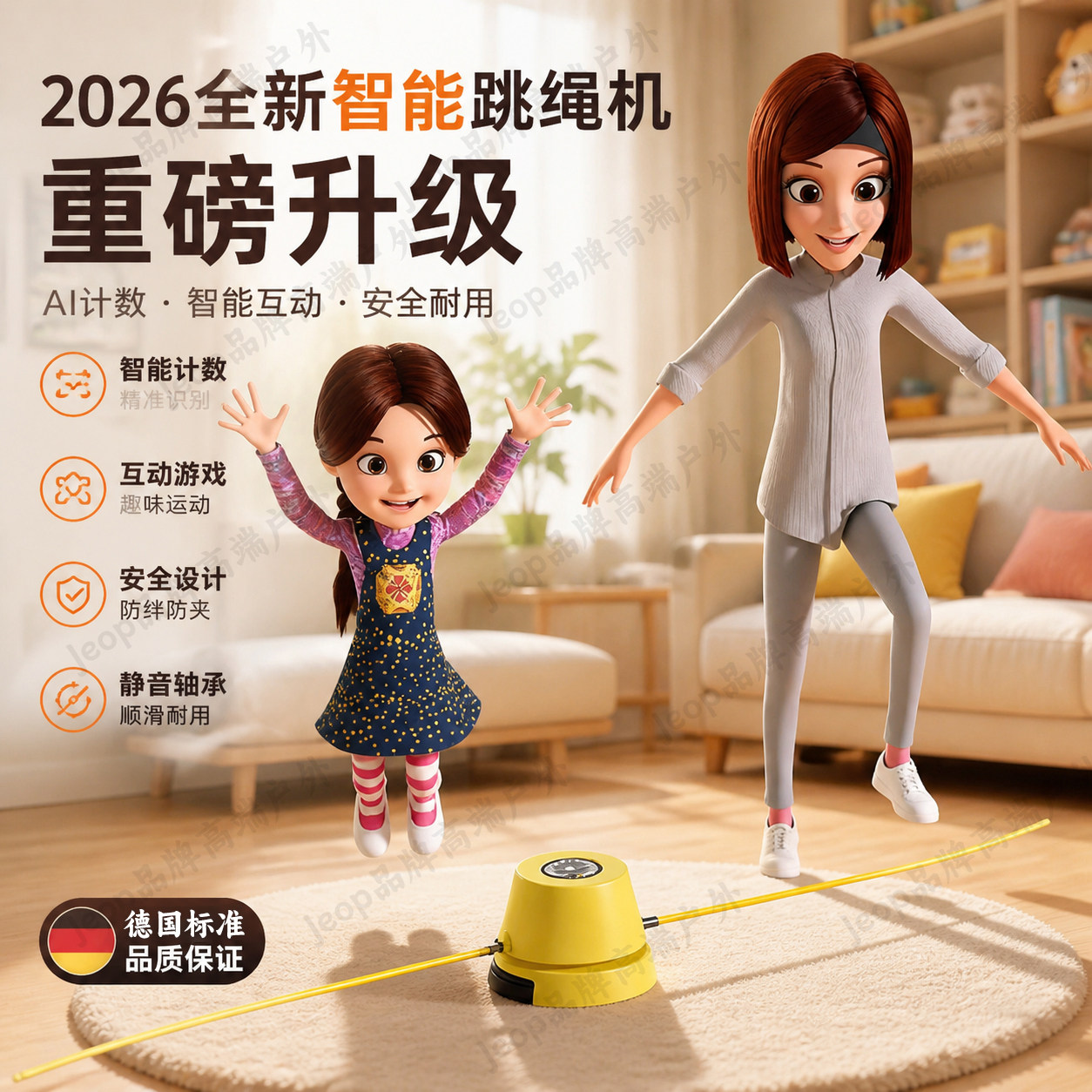 ドイツ製の完全自動縄跳びマシン、子供向け、楽しく減量できる縄跳び、複数人でのトレーニング、カウント機能付き、静音設計