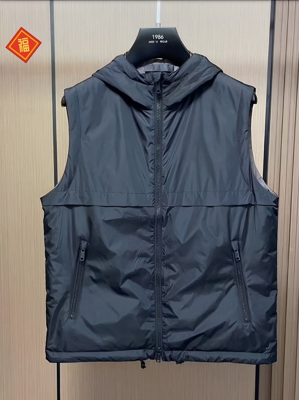 Spring and Autumn New Men's Solid Color High-End Hooded Sleeveless Vest Jacket Versatile Lined Hooded Zipper Vest