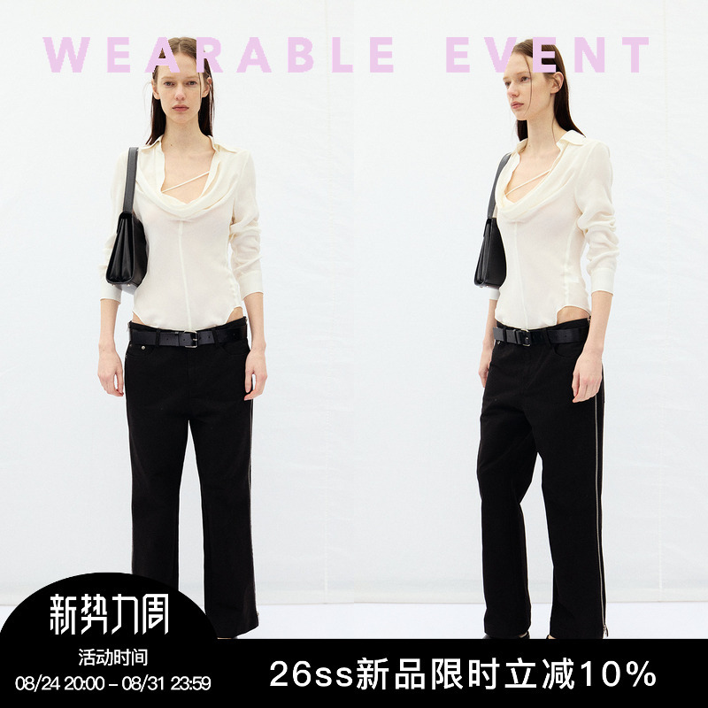Wearable Event Silk Draped Collar Shirt
