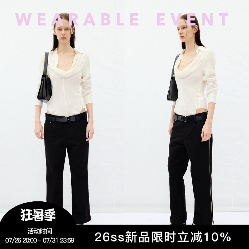 Wearable Event Silk Draped Collar Shirt Wearable Event Silk Draped Collar Shirt