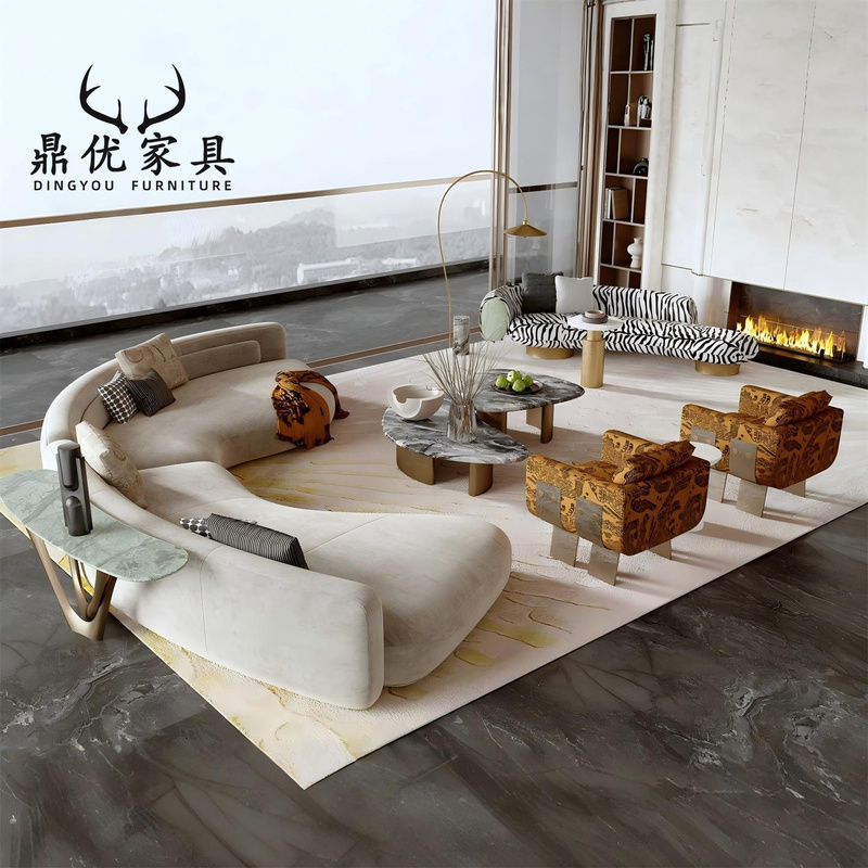 Light Luxury Hotel Lobby, B&B, Beauty Salon, Curved Sofa in the Lobby, Sales Office Reception Area, Lounge Area Sofa