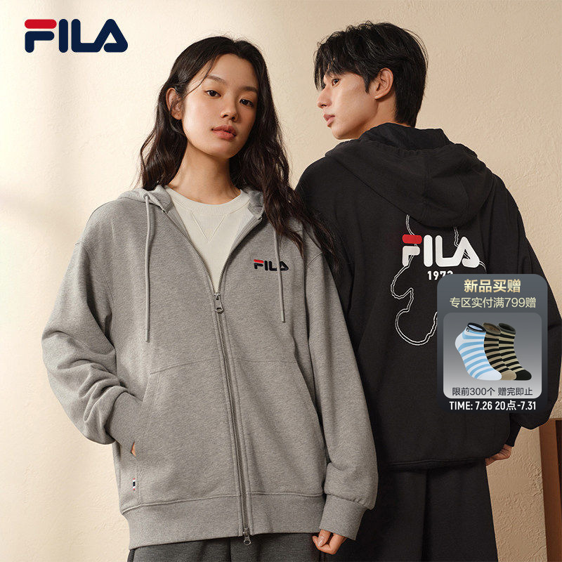 Fila Official Couple's Hooded Sweatshirt Jacket 2026 Autumn New Casual Loose Sports Top for Men and Women