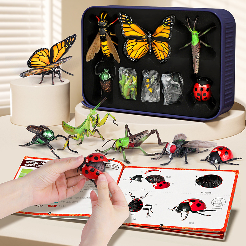 Newki 子供用昆虫玩具 教育シミュレーション 4D 組み立て 動物モデル 蝶 蜂 カマキリ 早期教育 認知 男の子