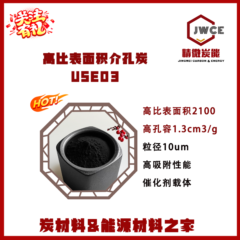 高比表面积介孔多级孔炭USE03 粒径10um高孔容1.3催化载体HER OER