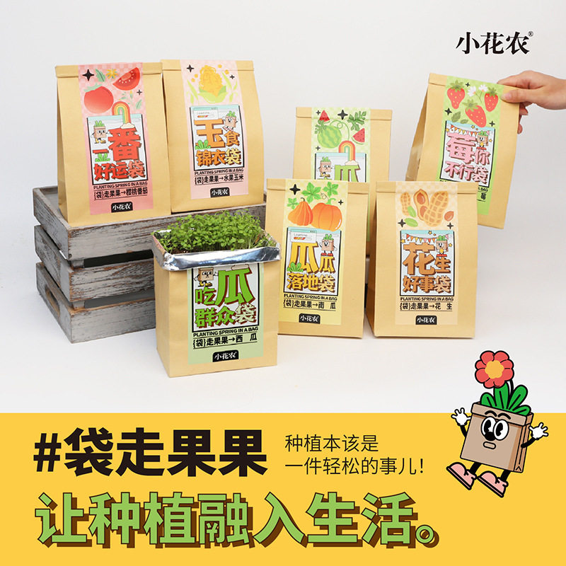 小花农袋走花花袋走果果儿童学生种植杯益智科教玩具 蔬果根系花