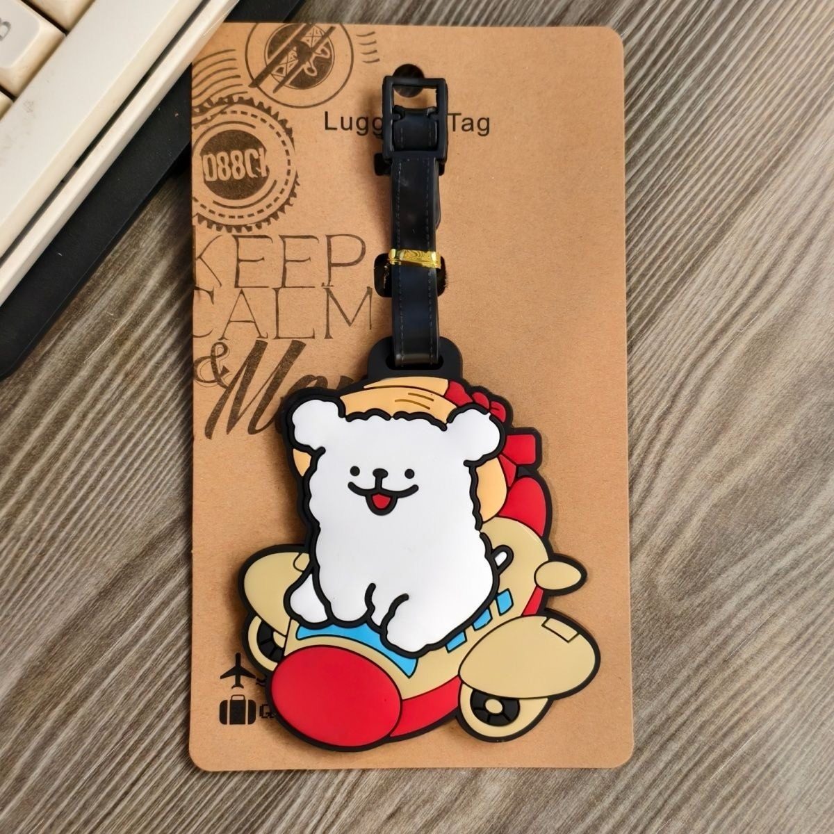旅行、機内持ち込み手荷物、手荷物預け入れ、荷物紛失防止タグ、バッグチャーム用の漫画風犬の荷物タグ