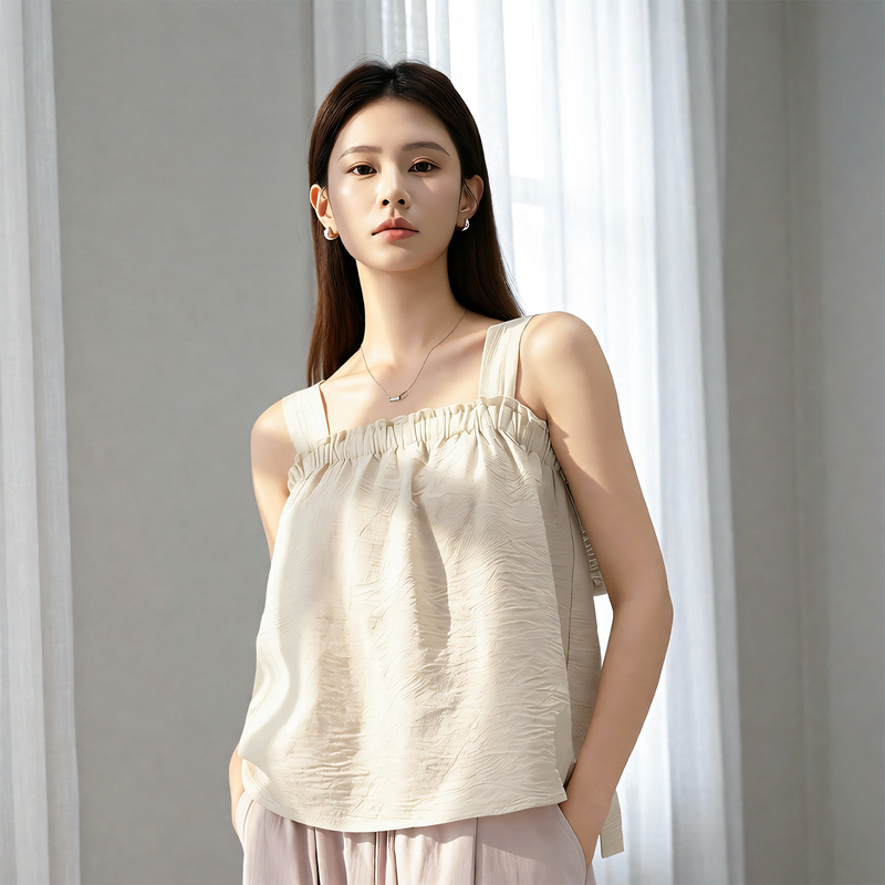 Pailuo Camisole for Women, Summer Thin Style 2026 New Model, White Minimalist Top, Worn Outside, High-Waisted Wide-Leg Pants, Slimming Gray Pailuo Camisole for Women, Summer Thin Style 2026 New Model, White Minimalist Top, Worn Outside, High-Waisted Wide-Leg Pants, Slimming Gray