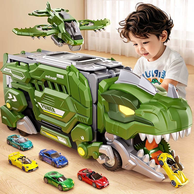Germany's New Dinosaur Transforming Toy Car for Boys, Multi-Functional Ejection Racing Car, Children's Educational Inertial Sliding Toy