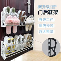 Home door to collect shoe door hook on door anti-theft door cloak shelf shoe magnetic absorption space easy hanging rack