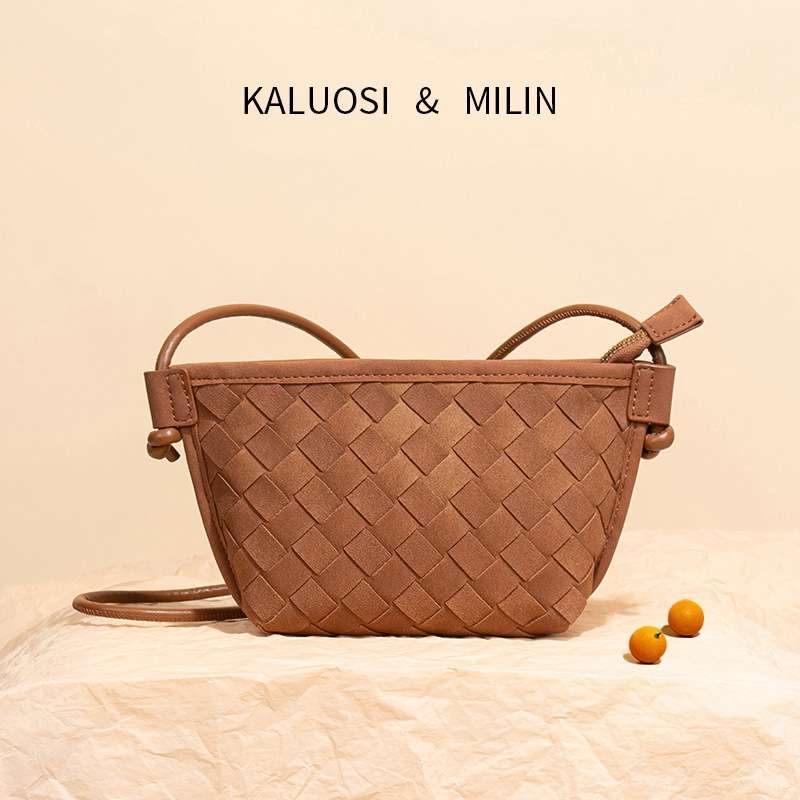 Early Autumn New Style Frosted Suede Single-Shoulder Crossbody Bag, Retro Fashion Versatile New Style Hand-Woven Small Square Bag Early Autumn New Style Frosted Suede Single-Shoulder Crossbody Bag, Retro Fashion Versatile New Style Hand-Woven Small Square Bag