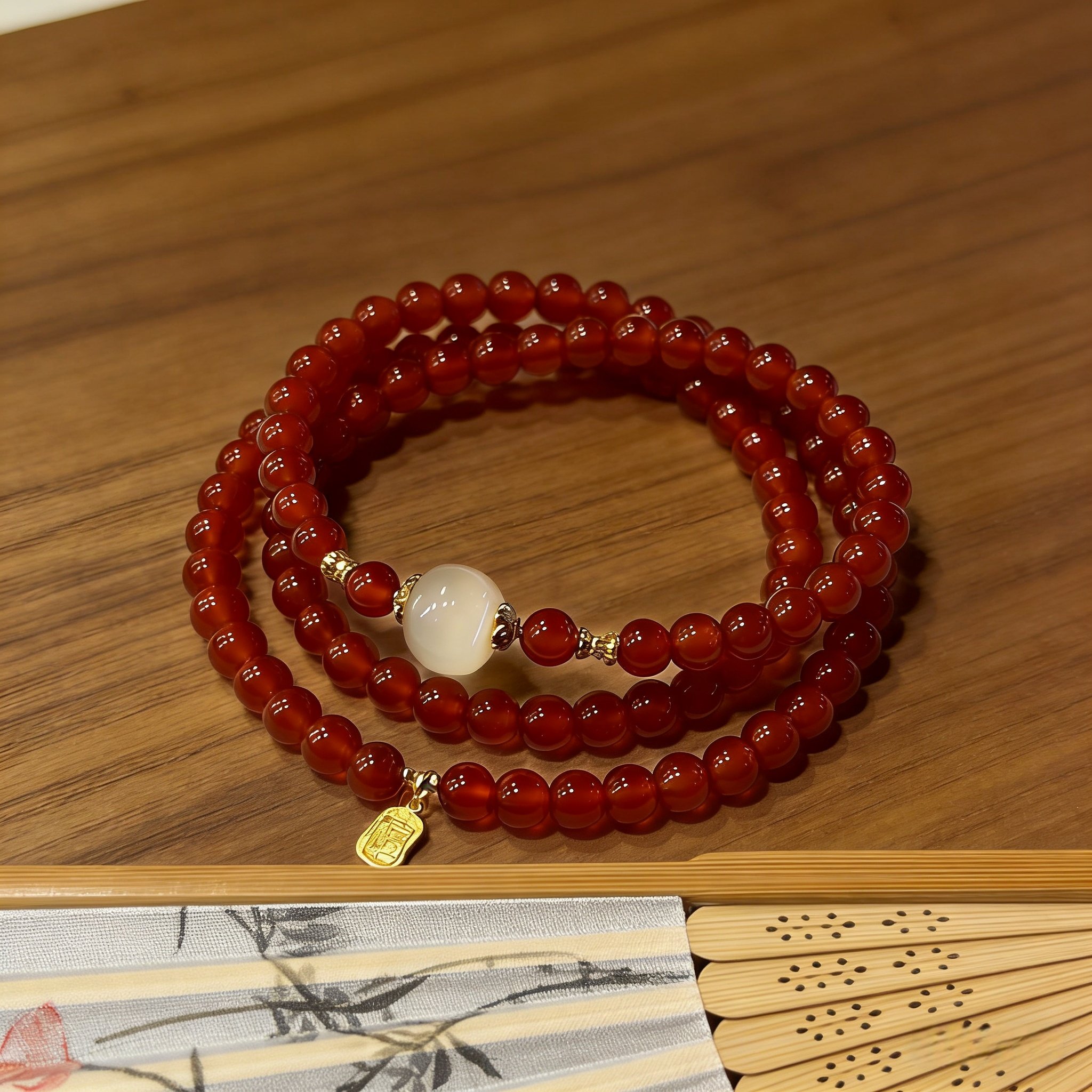 Three-Circle Bracelet with the Character for Happiness, Women's Ins-Style Niche Design, Beaded Bracelet for Girlfriends, Sweet and High-Value Couple Gift