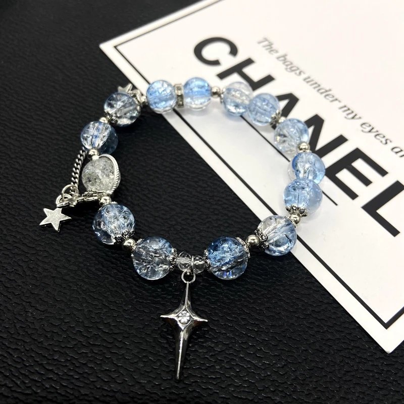 Deep Sea Gradient Glass Bracelet for Women, Light Luxury Niche Design, High-End Vintage Versatile Bracelet, Gift for Best Friend