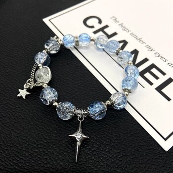 Deep Sea Gradient Glass Bracelet for Women, Light Luxury Niche Design, High-End Vintage Versatile Bracelet, Gift for Best Friend