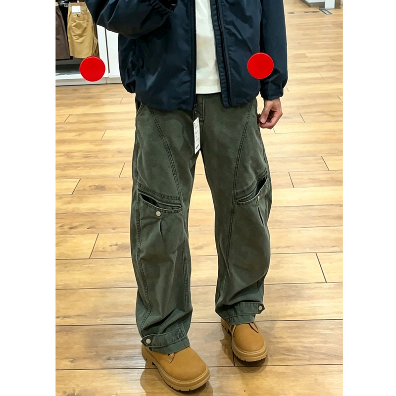 Military Green Deconstructed Cargo Pants for Men, Vintage Multi-Pocket Loose Wide-Leg Trousers, Deconstructed Design Casual Jeans Military Green Deconstructed Cargo Pants for Men, Vintage Multi-Pocket Loose Wide-Leg Trousers, Deconstructed Design Casual Jeans