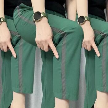 2024 summer thin women's pants milk silk stretch small leg pants fashionable and versatile fabric soft, comfortable and breathable 2024 summer thin women's pants milk silk stretch small leg pants fashionable and versatile fabric soft, comfortable and breathable