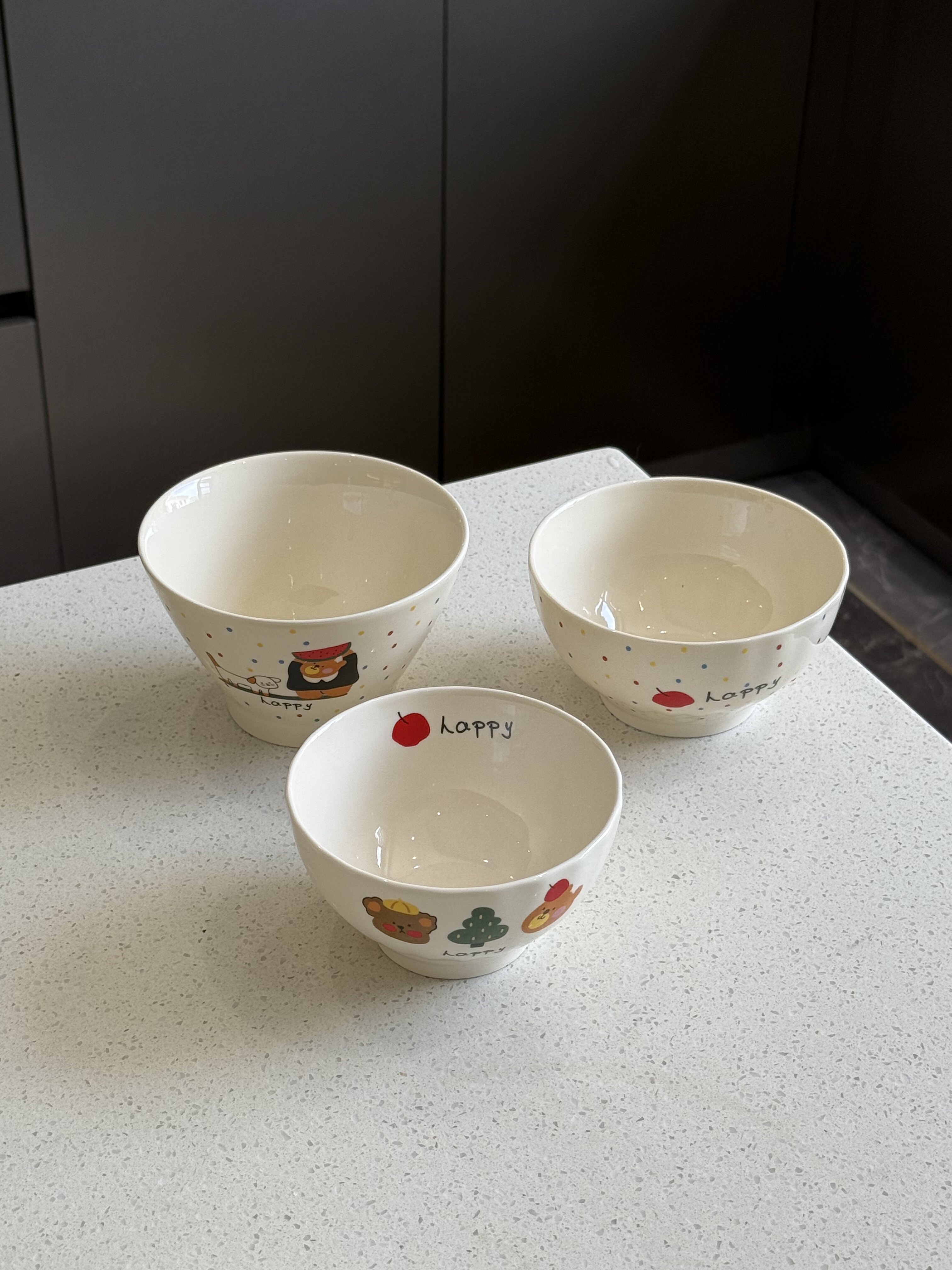 [Recommended by Xiaohongshu] Cute Bear Ceramic Rice Bowl, High-Quality and Exquisite Cartoon Bowl and Plate Set for Home Use