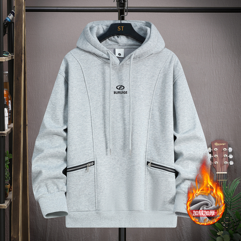 Teenagers' Hooded Sweatshirt for Autumn and Winter, Boys Aged 13-15, Middle and High School Students, with Zipper Pockets, Fleece-Lined and Thickened Hoodie Teenagers' Hooded Sweatshirt for Autumn and Winter, Boys Aged 13-15, Middle and High School Students, with Zipper Pockets, Fleece-Lined and Thickened Hoodie