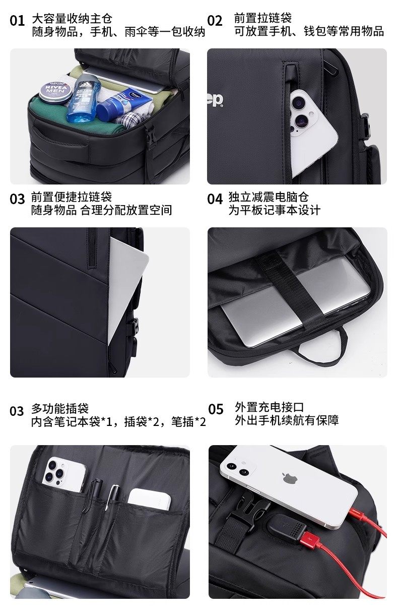 Dual-shoulder backpack large capacity short-distance travel lightweight pack men's multifunctional backpack business travel portable daypack